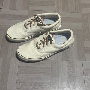 Sperry Men's Off-White Sneakers with Brown Accents